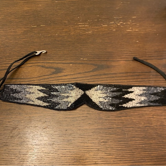 Vintage Speyer Milor Black & Grey Beaded Waist Belt S/M - Picture 2 of 5